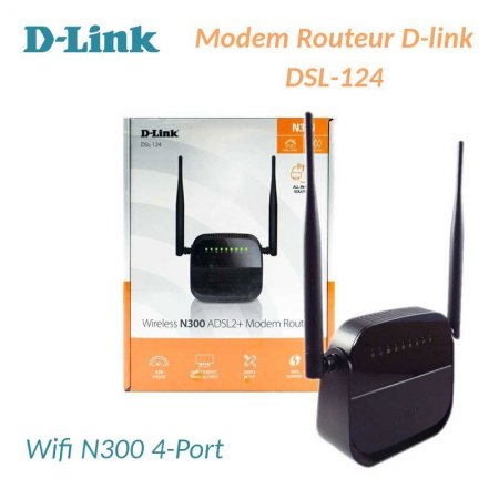 D-Link DSL-124 Wireless N300 ADSL2+ Modem Router